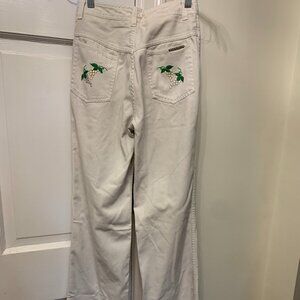 BON BON White Embroidered Pants